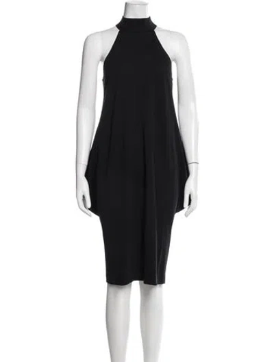 Pre-owned Marie Saint Pierre Mock Neck Knee-length Dress In Black