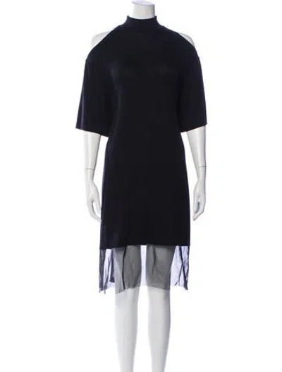 Pre-owned Marie Saint Pierre Mock Neck Knee-length Dress In Blue