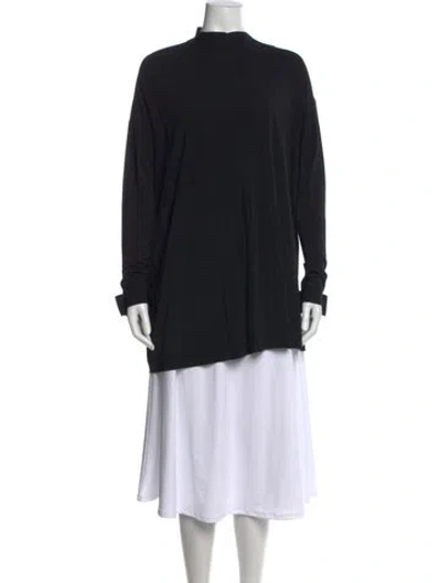 Pre-owned Marie Saint Pierre Mock Neck Long Sleeve Top In Black