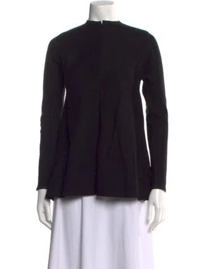 Pre-owned Marie Saint Pierre Mock Neck Long Sleeve Top In Black