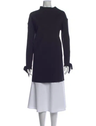 Pre-owned Marie Saint Pierre Mock Neck Long Sleeve Top In Blue