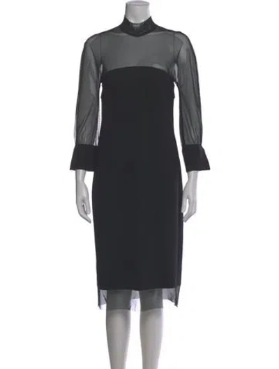 Pre-owned Marie Saint Pierre Mock Neck Midi Length Dress In Gray