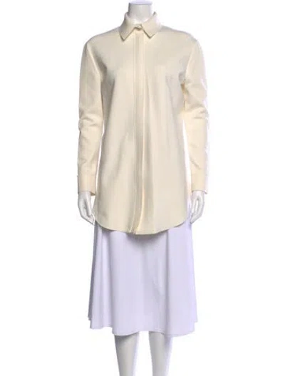Pre-owned Marie Saint Pierre Neoprene Long Sleeve Button-up Top In Neutral