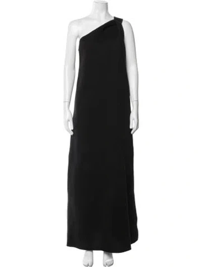 Pre-owned Marie Saint Pierre One-shoulder Long Dress In Black