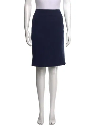 Pre-owned Marie Saint Pierre Raw-edge Trim Knee-length Skirt In Blue