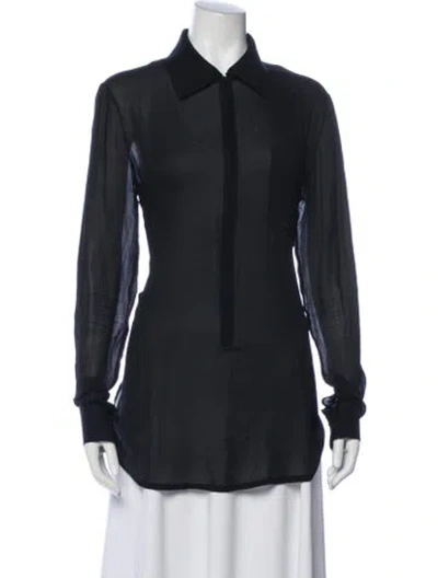 Pre-owned Marie Saint Pierre Silk Long Sleeve Top In Black
