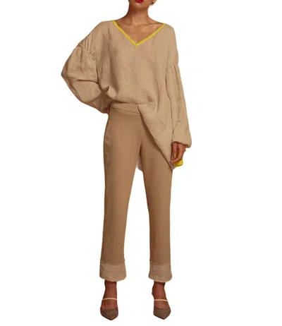 Marie Saint Pierre Tanua Cropped Pant In Dune/sand In Brown