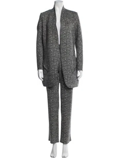 Pre-owned Marie Saint Pierre Virgin Wool Printed Pantsuit In Gray