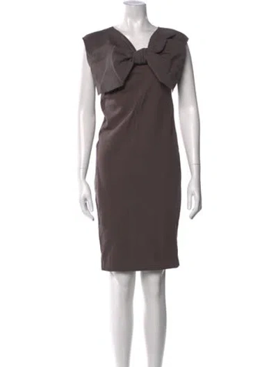 Pre-owned Marie Saint Pierre V-neck Knee-length Dress In Brown