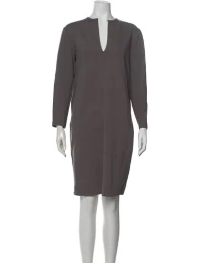 Pre-owned Marie Saint Pierre V-neck Knee-length Dress In Gray