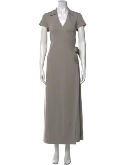 Pre-owned Marie Saint Pierre V-neck Long Dress In Gray