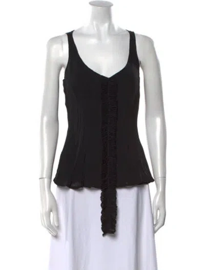 Pre-owned Marie Saint Pierre V-neck Sleeveless Top In Black