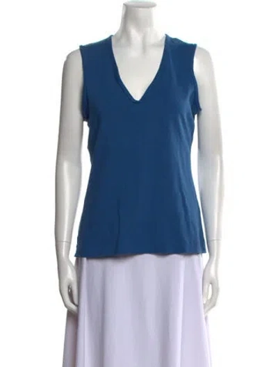 Pre-owned Marie Saint Pierre V-neck Sleeveless Top In Blue
