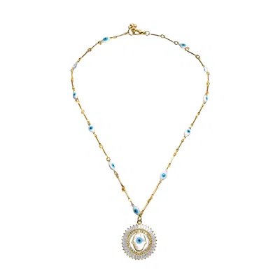 Marie Vigue Evil Eye Necklace With Crystal Pendant