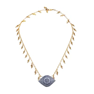 Marie Vigue Little Leafs Necklace With Black Greek Eye