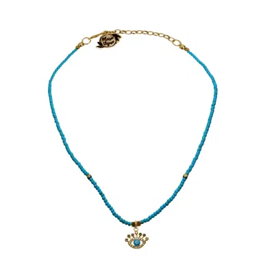 Marie Vigue Turquoise Necklace With Crystal Eye Pendant