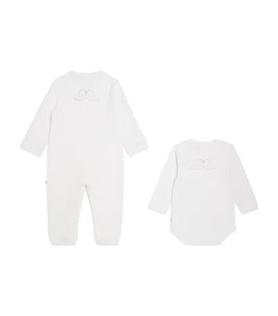 Marie-chantal Kids' Angel Wing Playsuit And Bodysuit Set In White