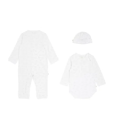 Marie-chantal Kids' Angel Wing Playsuit, Bodysuit And Hat Set In White