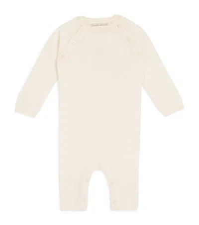 Marie-chantal Kids' Cashmere Angel Wings Ariel Playsuit In Beige