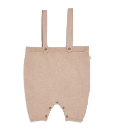 Marie-chantal Kids' Cotton-cashmere Suspender Trousers In Beige
