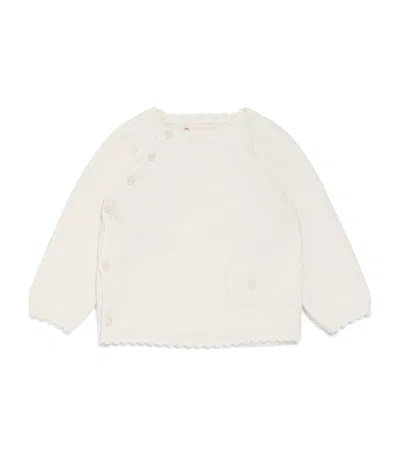 Marie-chantal Kids'  Cotton Wrap-effect Coraline Cardigan In White
