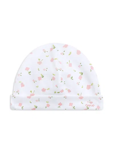 Marie-chantal Kids' Floral Print Beanie In White