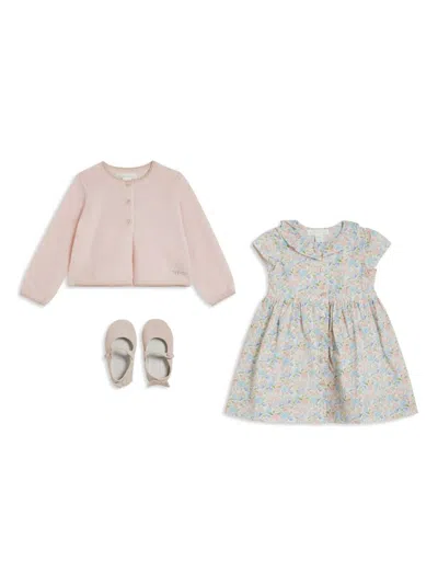 Marie-chantal Babies' Floral Print Dress Set In Pink