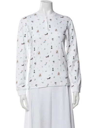 Pre-owned Marie-chantal Graphic Print Long Sleeve Top In White