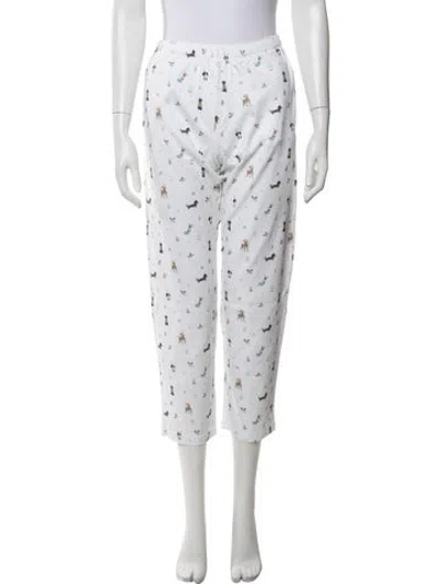 Pre-owned Marie-chantal Graphic Print Straight Leg Pants In White
