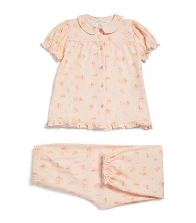 Marie-chantal Kids' Organic Cotton Pom-pom Pyjama Set (2-12 Years) In Pink