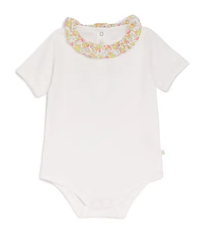Marie-chantal Kids' Pima Cotton Ana Olympia Collar Bodysuit In White