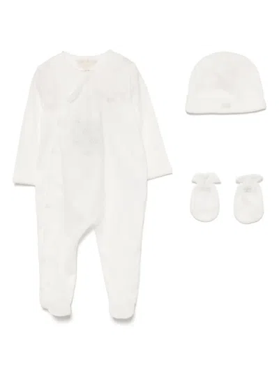 Marie-chantal Babies' Pointelle Cotton Sleepsuit In White