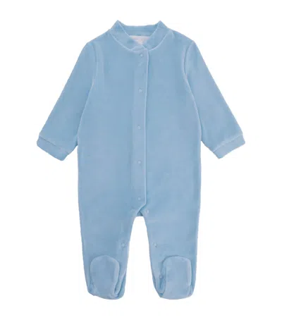 Marie-chantal Kids' Velour Angel Wing All-in-one In Blue