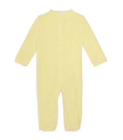 Marie-chantal Kids' Velour Angel Wing All-in-one In Yellow