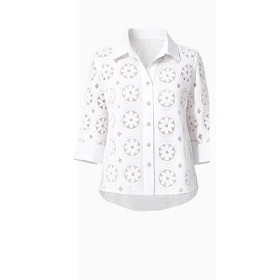 Marielē Women's Black Adelaide Blouse Sangallo Linen - White