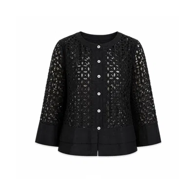 Marielē Women's Black Costanza Sangallo Linen Cropped Jacket In Multi