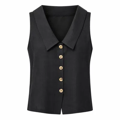 Marielē Women's Black Gianna Low-cut-back Linen Top