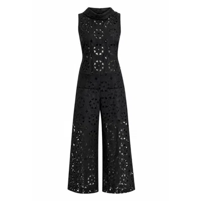 Marielē Women's Black Mela Sangallo Linen Jumpsuit In Multi