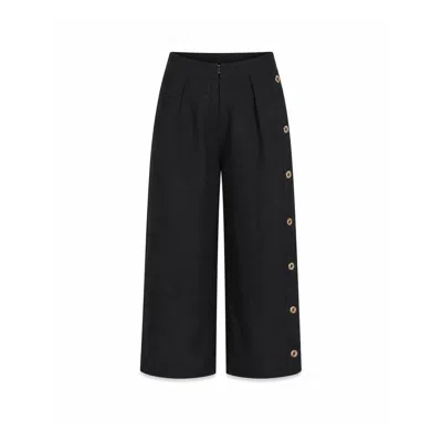 Marielē Women's Black Roberta Linen Trousers
