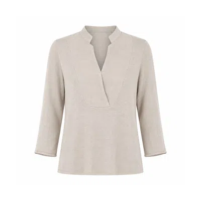 Marielē Women's Neutrals Laura Split Neck Linen Gauze Shirt In Multi