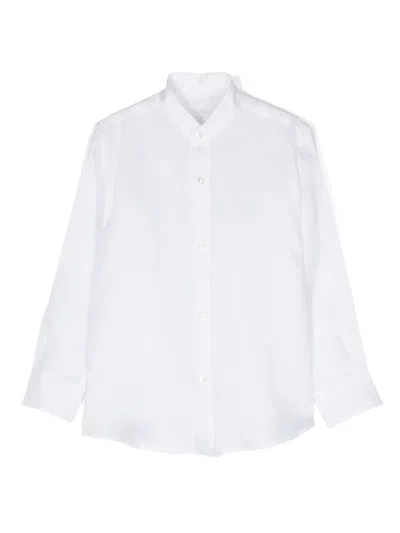 Mariella Ferrari Kids' Band-collar Slub Shirt In White