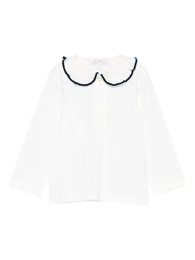 Mariella Ferrari Babies' Bib-collar Shirt In White