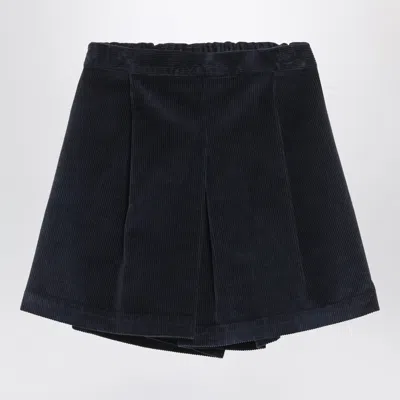 Mariella Ferrari Blue Corduroy Culotte Mini Skirt With Elastic Back Waist