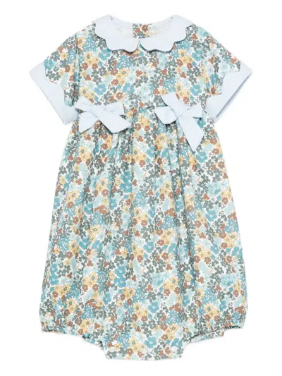 Mariella Ferrari Babies' Bow-detail Floral-print Dress In Blue