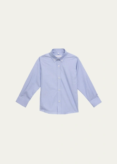 Mariella Ferrari Kids' Boy's Button Up Shirt In 007 Blue Stripe A