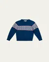 Mariella Ferrari Kids' Boy's Fairisle Knitted Sweater In Blue