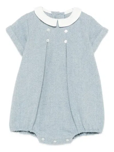Mariella Ferrari Babies' Button Peter-pan-collar Body In Blue