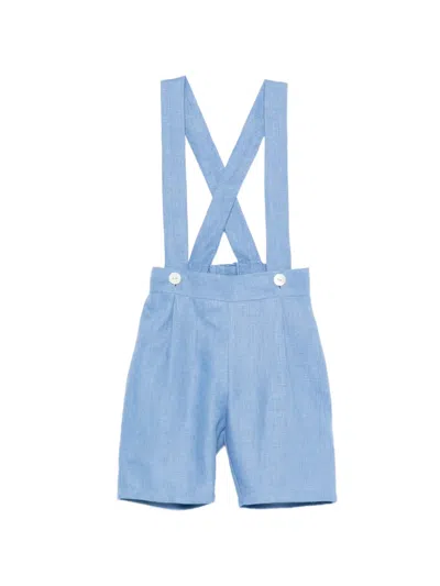 Mariella Ferrari Babies' Button Suspender Shorts In Blue
