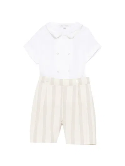 Mariella Ferrari Babies' Buttoned Striped Romper In White
