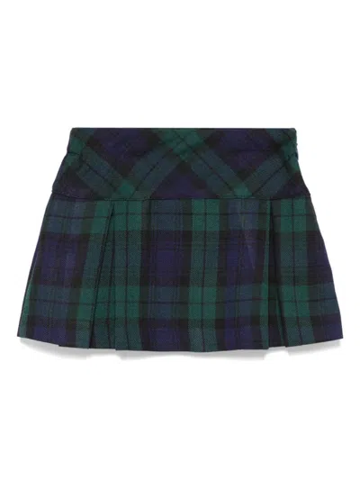 Mariella Ferrari Babies' Checked Skirt In 绿色